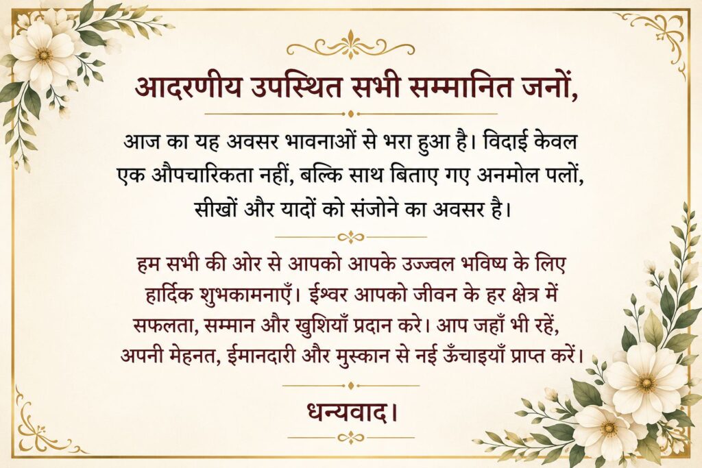 विदाई समारोह के लिए दो शब्द